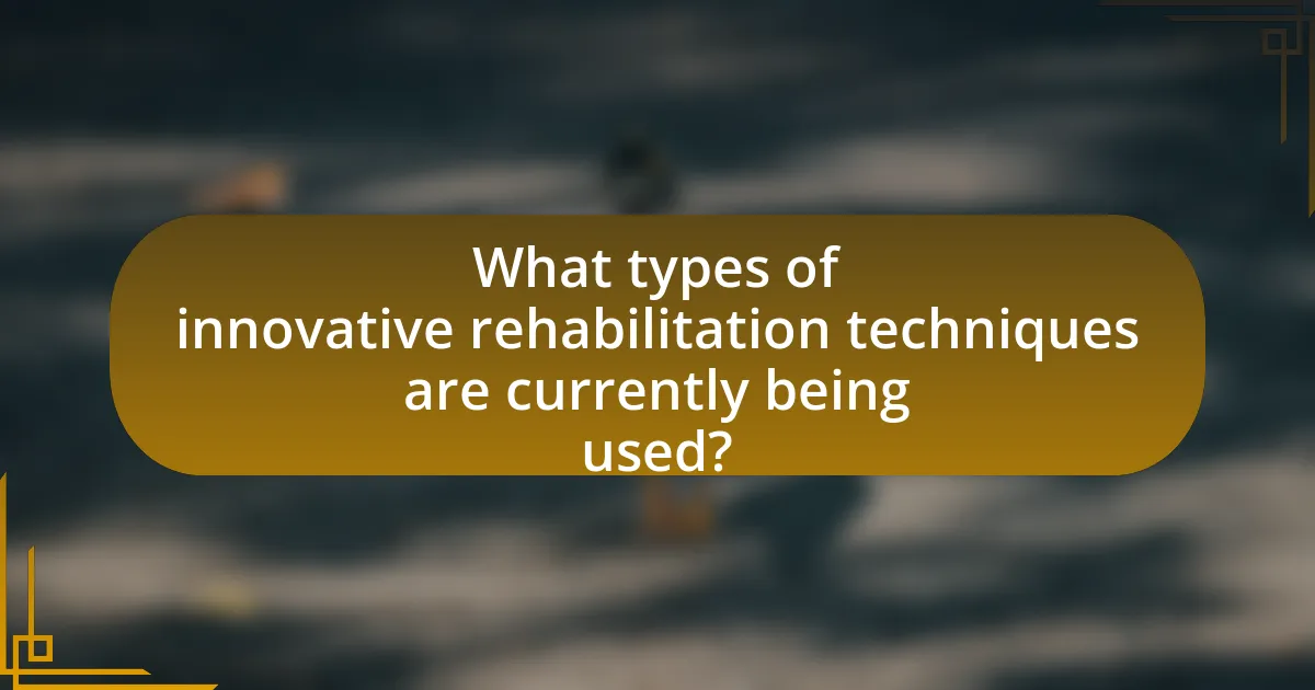What types of innovative rehabilitation techniques are currently being used?